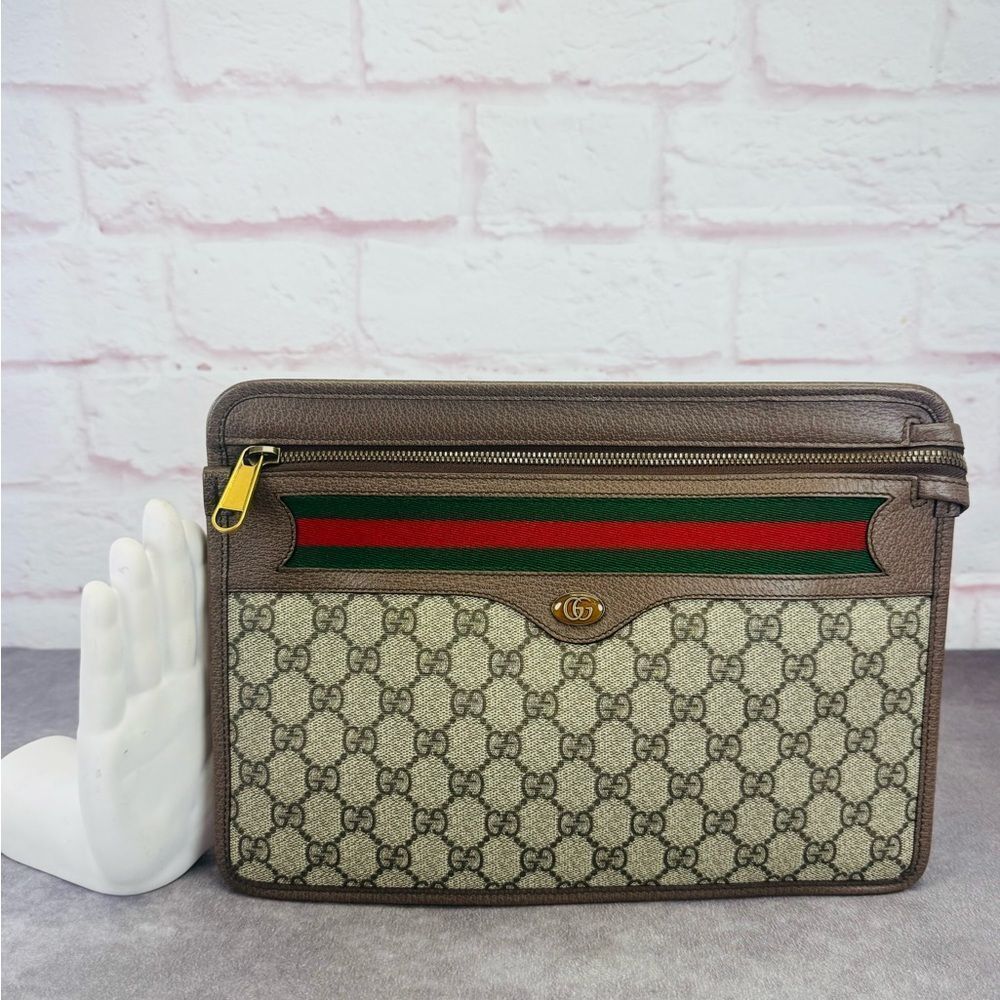 Rare Gucci Ophidia Web Khaki Clutch Bag